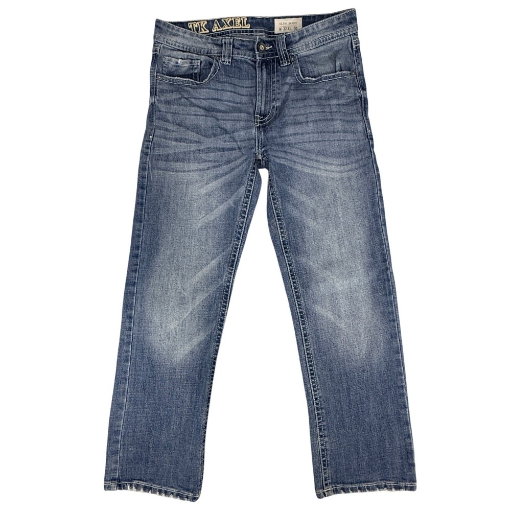 TK Axel Jeans Women 32x30 Blue Harbor‎ Slim Boot AXM80076 Stretch Embroidered